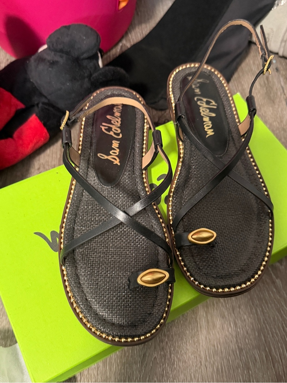 Sam Edelman Black Sandals with Gold Accent